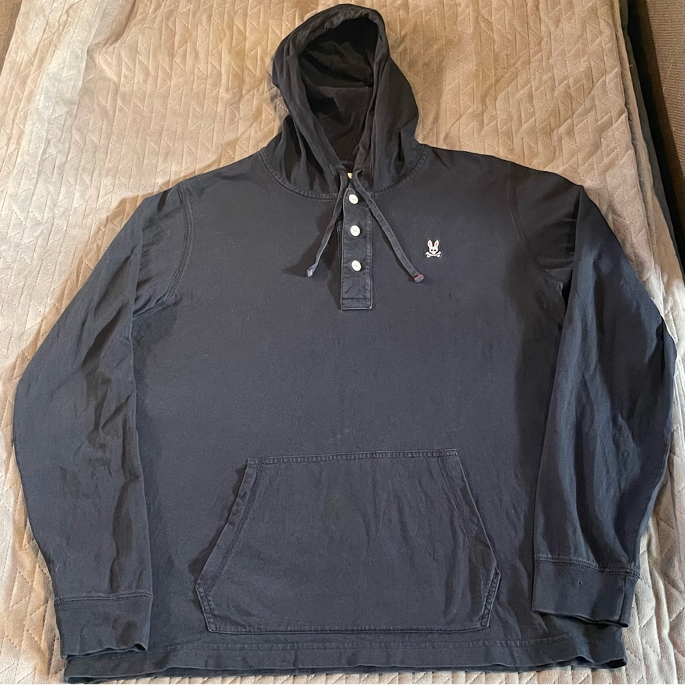 Psycho Bunny henley hoodie mens size medium pre-owned condition blue
